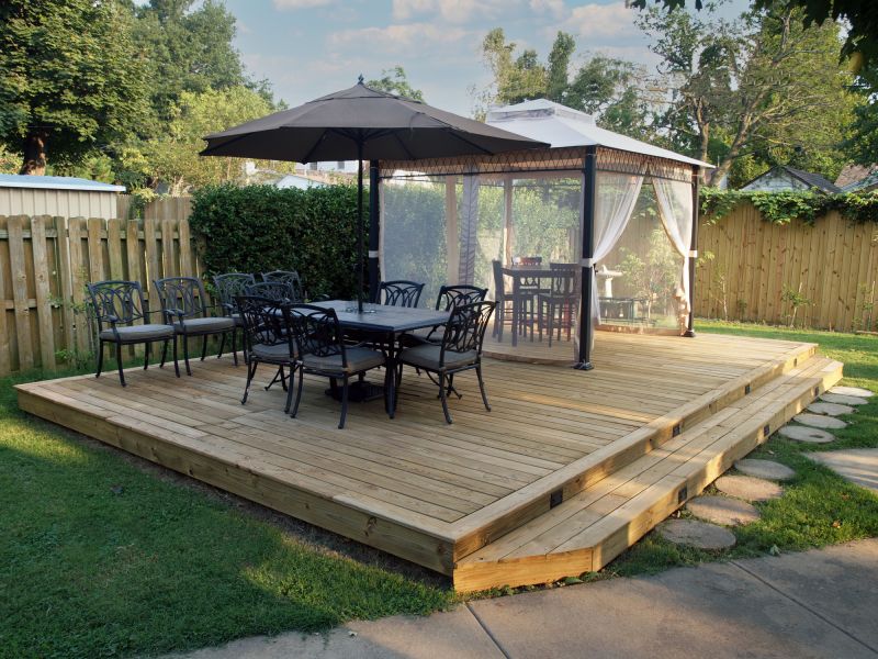 Wooden deck with pergola